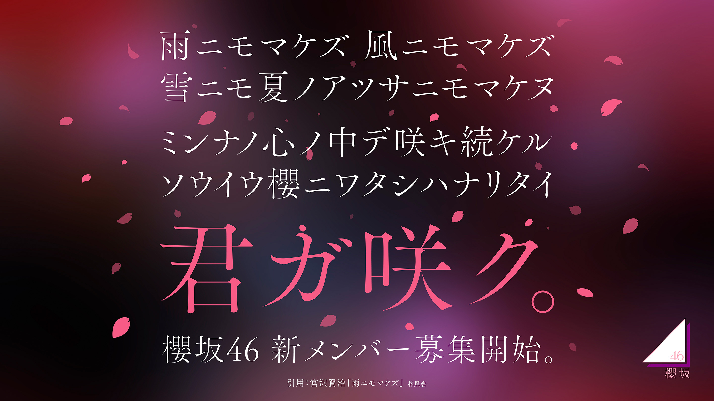 櫻坂46 新メンバー募集開始。